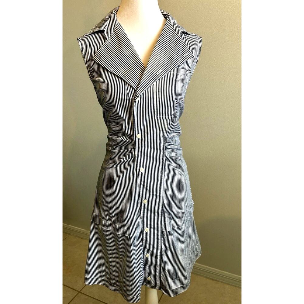 Derek Lam Crosby Satina Shirt Dress 4 Pinstripe Button Down Tiered Coastal $385